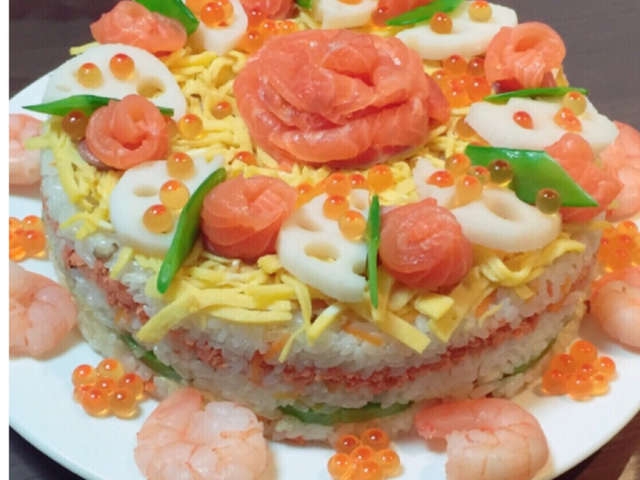ひなまつり♡誕生日♡簡単ちらし寿司ケーキ